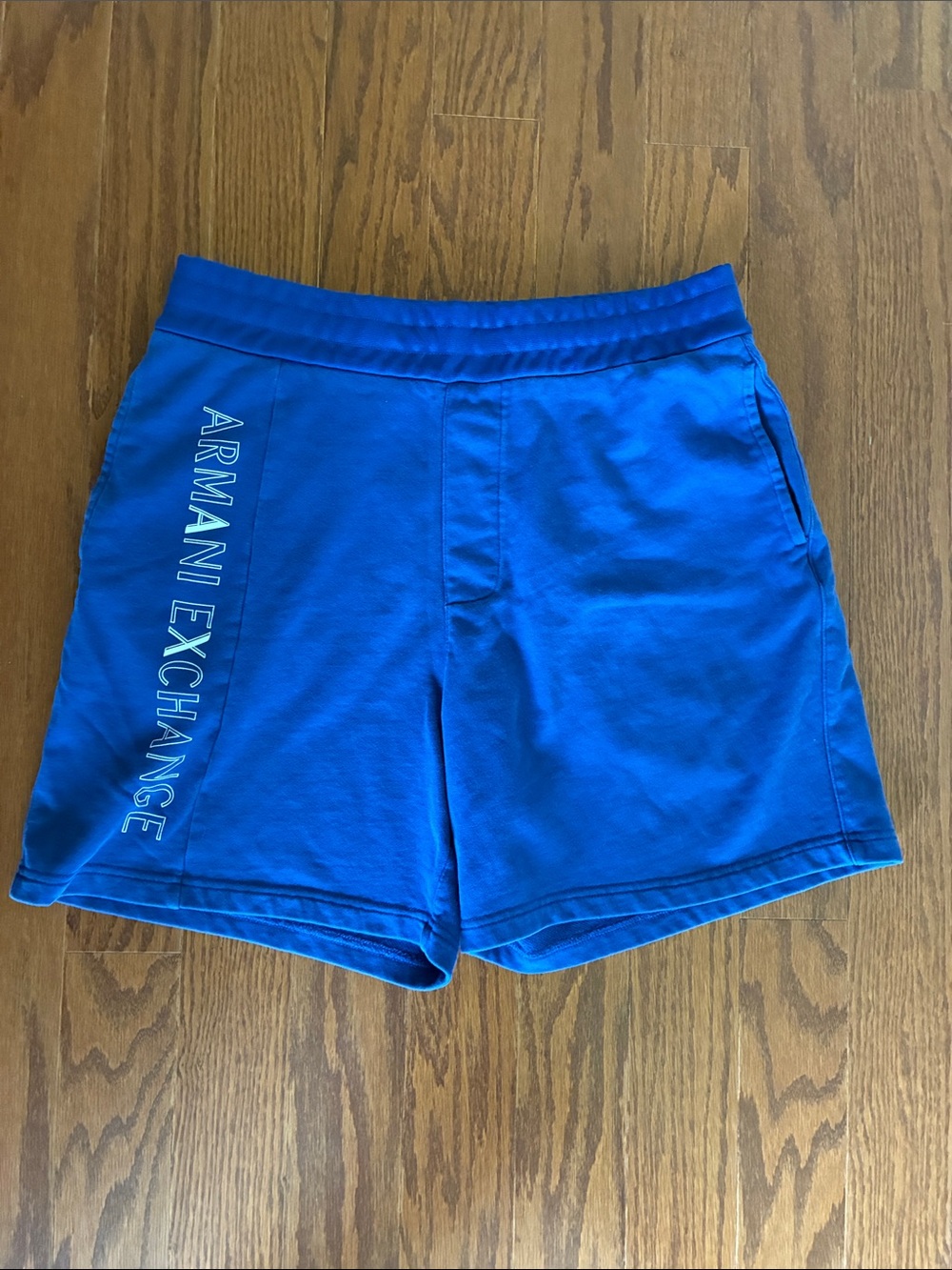 Armani Exchange Blue Logo 6" Inseam Athletic Shorts
